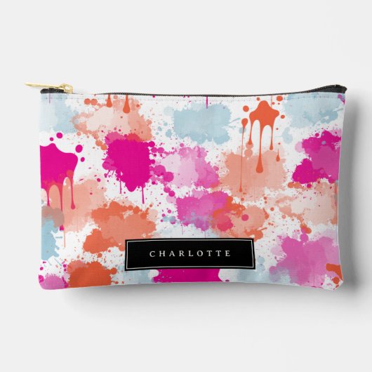 Sinaasappel Roze Blauw Abstract Modern Meisje Scho Etui (Voorkant)
