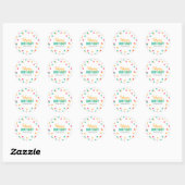 Sinaasappel Roze Blauwgroen Confetti Happy Birthda Ronde Sticker (Vel)