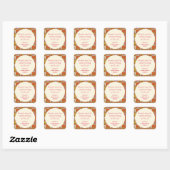 Sinaasappel Roze Bloem Bruiloft Bridal Shower Aang Vierkante Sticker (Vel)