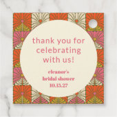 Sinaasappel Roze Bloem Bruiloft Feest Aangepaste D Bedankjes Labels (Achterkant)