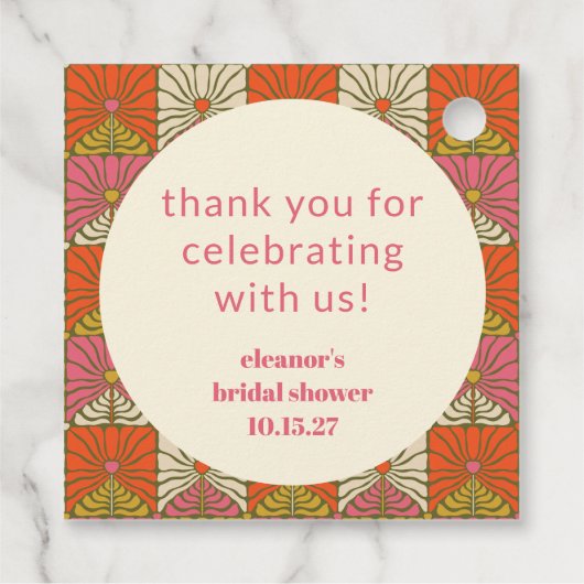 Sinaasappel Roze Bloem Bruiloft Feest Aangepaste D Bedankjes Labels (Achterkant)