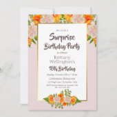 Sinaasappel Roze Bloemen Verrassing 18e Verjaardag Kaart (Voorkant)