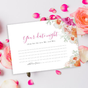 Sinaasappel & Roze Bloemen Vrijgezellenfeest Datum Informatiekaartje