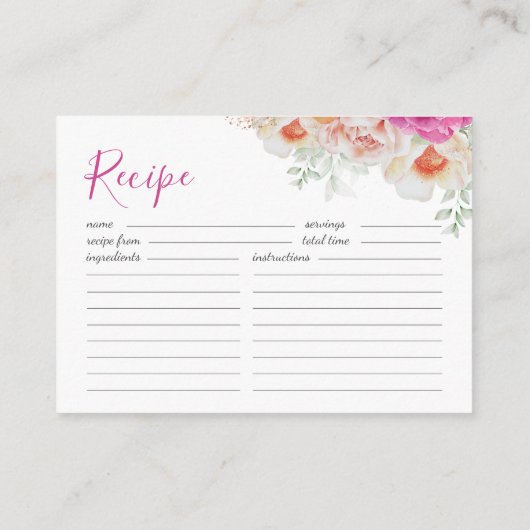 Sinaasappel & Roze Bloemen Vrijgezellenfeest Recep Informatiekaartje (Achterkant)