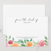 Sinaasappel & Roze Bloemige Gepersonaliseerde Schr Notitiekaartje (Voorkant / Achterkant)