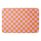 Sinaasappel + Roze Checkered-schaakbordpatroon Badmat (Voorkant)