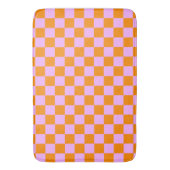 Sinaasappel + Roze Checkered-schaakbordpatroon Badmat (Voorkant Verticaal)