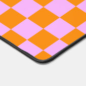 Sinaasappel + Roze Checkered-schaakbordpatroon Bureaumat (Hoek)