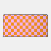 Sinaasappel + Roze Checkered-schaakbordpatroon Bureaumat (Voorkant)