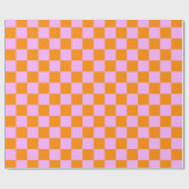 Sinaasappel + Roze Checkered-schaakbordpatroon Cadeaupapier (Vlak)