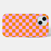 Sinaasappel + Roze Checkered-schaakbordpatroon Case-Mate iPhone Case (Achterkant (horizontaal))