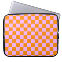 Sinaasappel + Roze Checkered-schaakbordpatroon