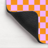 Sinaasappel + Roze Checkered-schaakbordpatroon Muismat (Hoek)