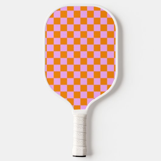Sinaasappel + Roze Checkered-schaakbordpatroon Pickleball Paddle (Achterkant)