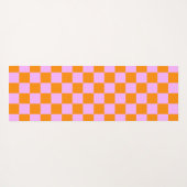 Sinaasappel + Roze Checkered-schaakbordpatroon Yogamat (Achterkant (horizontaal))