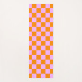 Sinaasappel + Roze Checkered-schaakbordpatroon Yogamat (Voorkant)