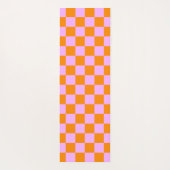Sinaasappel + Roze Checkered-schaakbordpatroon Yogamat (Achterkant)