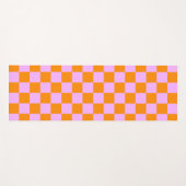 Sinaasappel + Roze Checkered-schaakbordpatroon Yogamat (Voorkant (horizontaal))