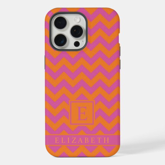  Sinaasappel Roze Chevron Patroon iPhone Hoesje (Achterkant)
