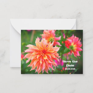 Sinaasappel & Roze Dahlia Save the Date Verjaardag Notitiekaartje