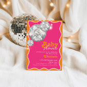 Sinaasappel Roze Disco Ball Baby shower Party Desi Kaart