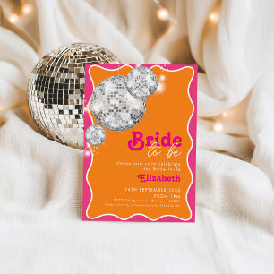 Sinaasappel & Roze Disco Bruids Douche Uitnodiging