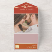 Sinaasappel Roze en Rode Bruiloft All In One Uitnodiging (Buitenkant)