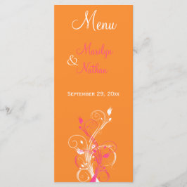 Sinaasappel, Roze, en Witte Bloemen Menu Kaart