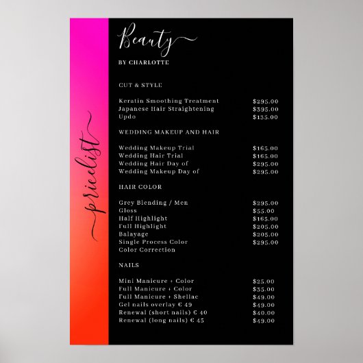 Sinaasappel, roze en zwart-wit Poster (Voorkant)