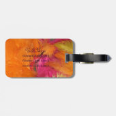 Sinaasappel, roze feathers Monogram Bag Bagagelabe Bagagelabel (Achterkant horizontaal)