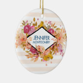 Sinaasappel & Roze Floral Bouquet Keramisch Ornament (Rechts)