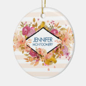 Sinaasappel & Roze Floral Bouquet Keramisch Ornament (Links)