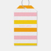 Sinaasappel, Roze & Geel Gestreept Cadeaulabel (Achterkant)