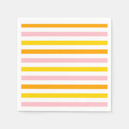 Sinaasappel, Roze & Geel Gestreept Servet