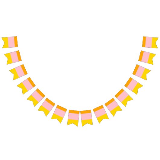 Sinaasappel, Roze & Geel Gestreept Vlaggetjes (Alle)