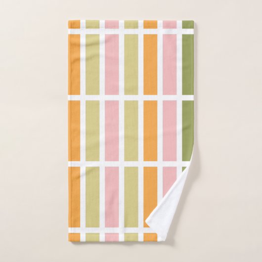 Sinaasappel Roze Goud en Groene Strepen Bad Handdoek (Handdoek)
