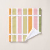 Sinaasappel Roze Goud en Groene Strepen Bad Handdoek (Wasdoekje)