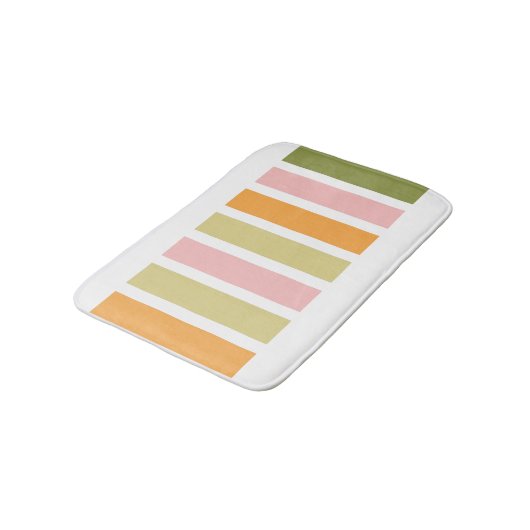 Sinaasappel Roze Goud en Groene Strepen Badmat (Gekanteld)