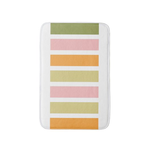 Sinaasappel Roze Goud en Groene Strepen Badmat (Voorkant Verticaal)