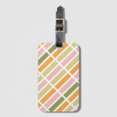 Sinaasappel Roze Goud en Groene Strepen Bagagelabel (Voorkant (verticaal))