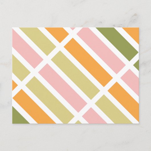 Sinaasappel Roze Goud en Groene Strepen Briefkaart (Voorkant)