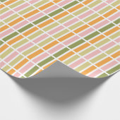 Sinaasappel Roze Goud en Groene Strepen Cadeaupapier (Hoek)