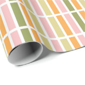 Sinaasappel Roze Goud en Groene Strepen Cadeaupapier (Rol Hoek)