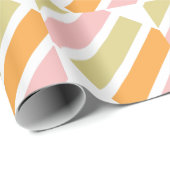 Sinaasappel Roze Goud en Groene Strepen Cadeaupapier (Rol Hoek)