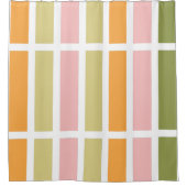 Sinaasappel Roze Goud en Groene Strepen Douchegordijn (Voorkant)