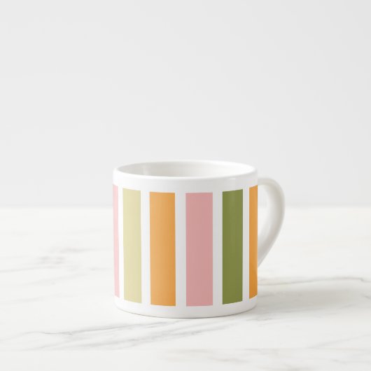 Sinaasappel Roze Goud en Groene Strepen Espresso Kop (Voorkant rechts)