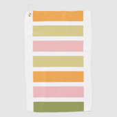 Sinaasappel Roze Goud en Groene Strepen Golfhanddoek (Voorkant)