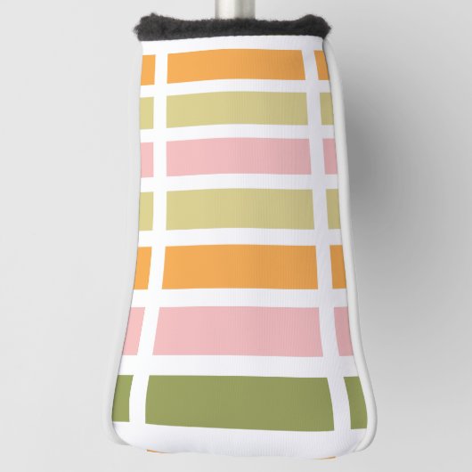 Sinaasappel Roze Goud en Groene Strepen Golfheadcover (Draai 90)