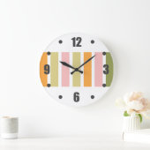 Sinaasappel Roze Goud en Groene Strepen Grote Klok (Huis)