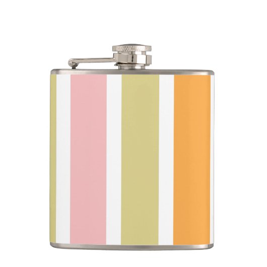 Sinaasappel Roze Goud en Groene Strepen Heupfles (Voorkant)